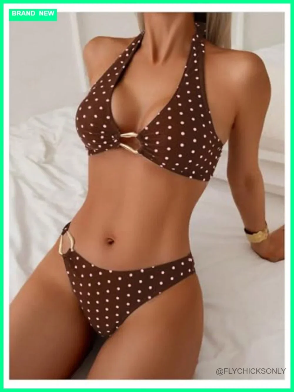 Women's Polka Dots Halter Bikini Set 2 Piece Triangle Swimwear